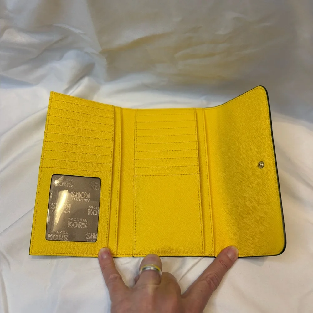 Michael Kors Bright Yellow Saffiano Leather Wallet - Picture 3 of 4